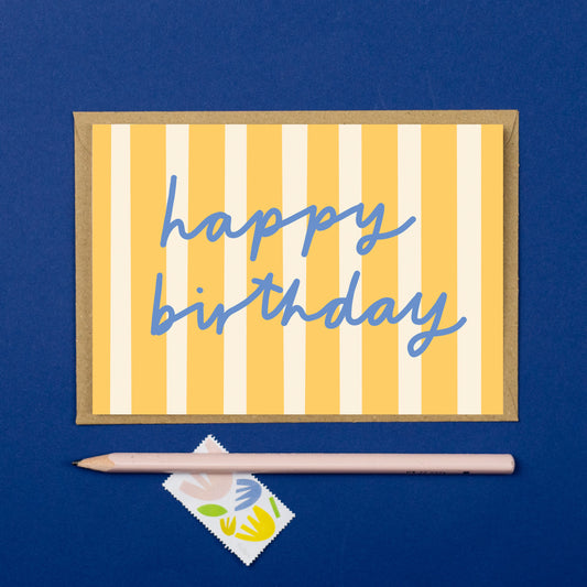Birthday yellow stripe card
