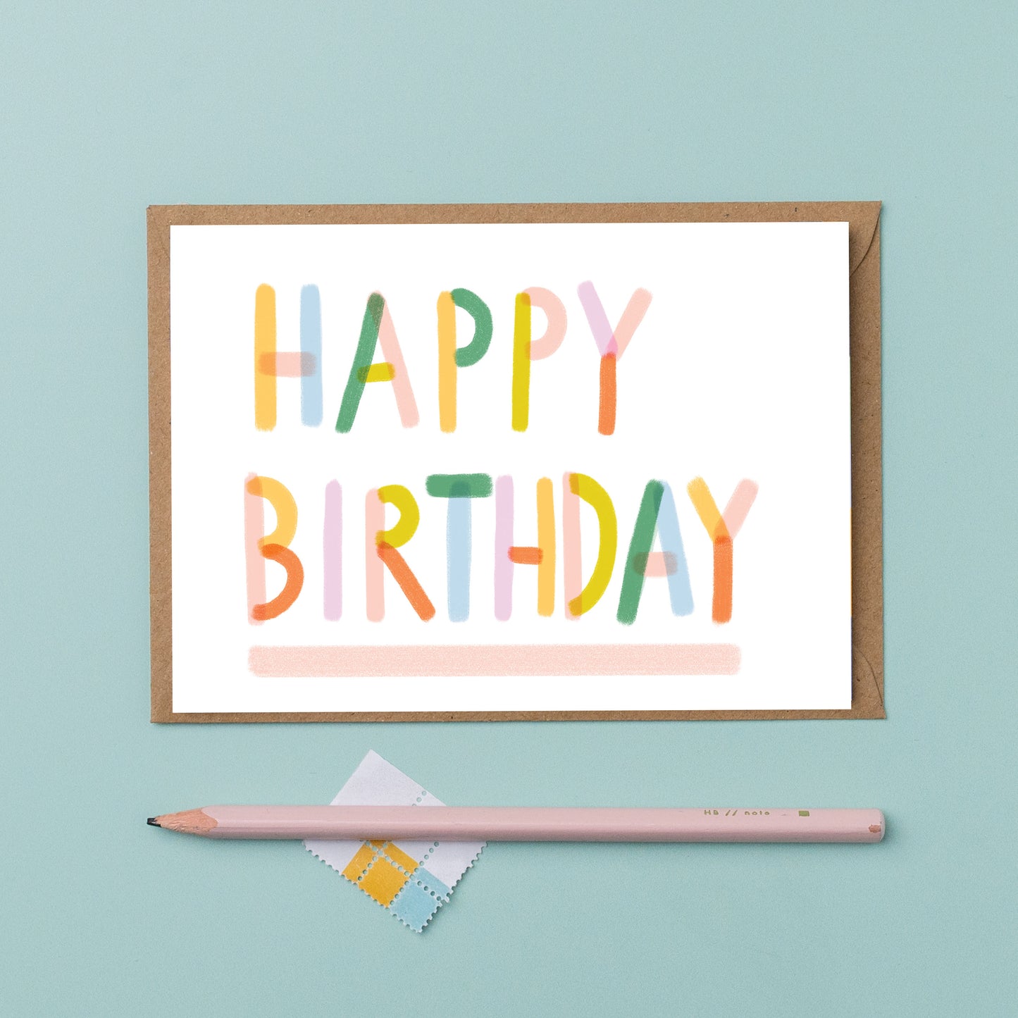 Birthday colourful lettering card