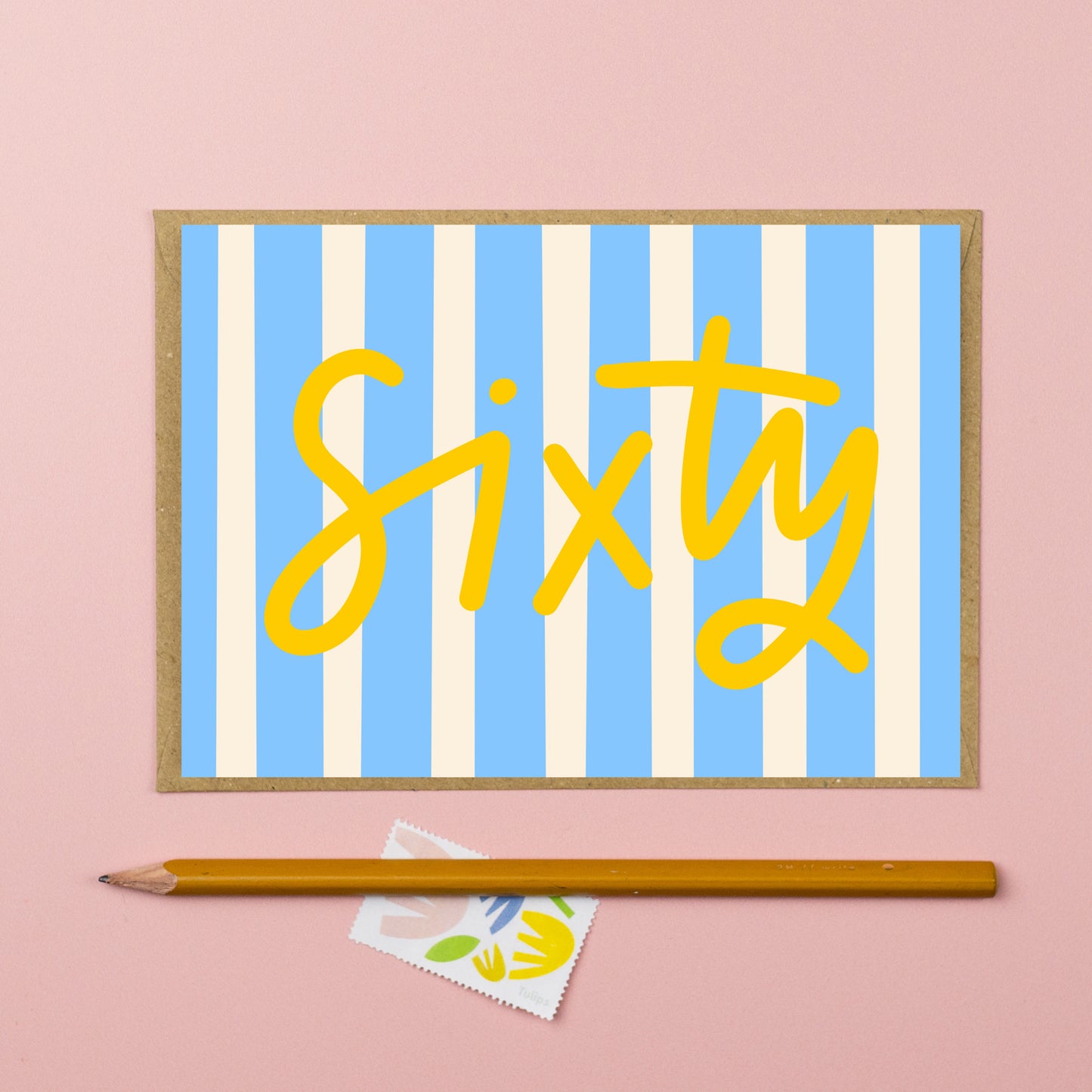 Sixty sixieth striped birthday card