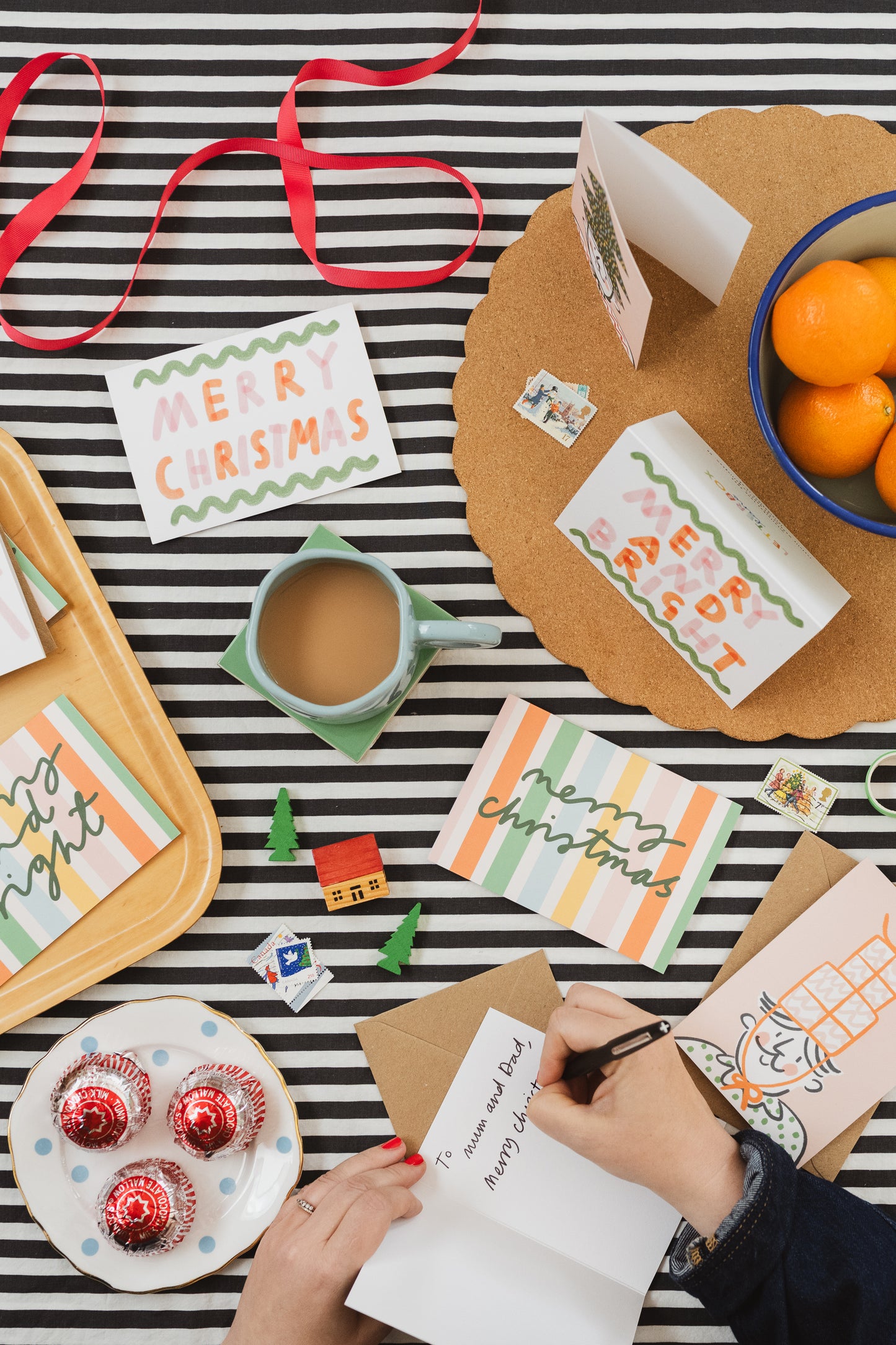 Merry Christmas striped Christmas card