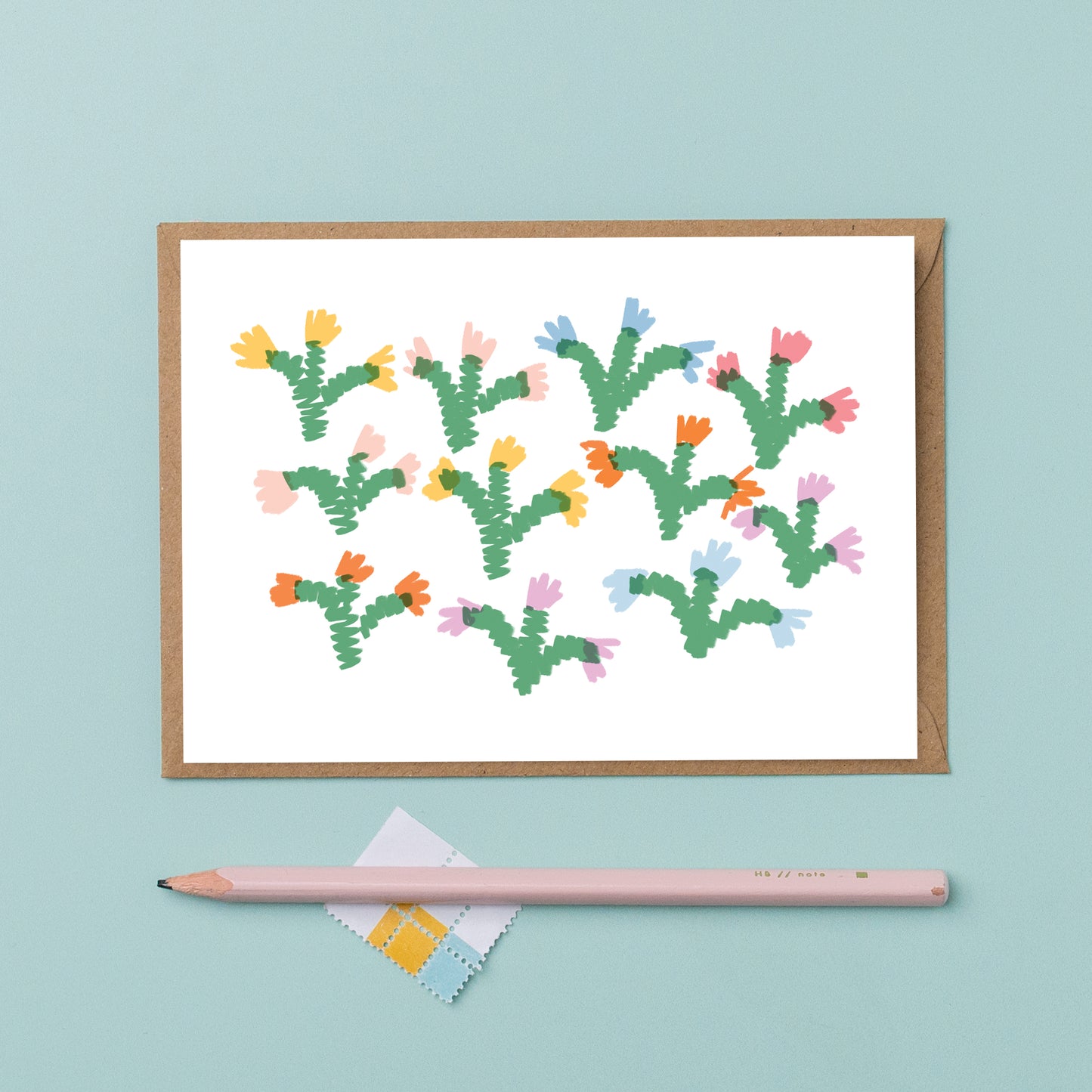 Colourful tulip greetings card