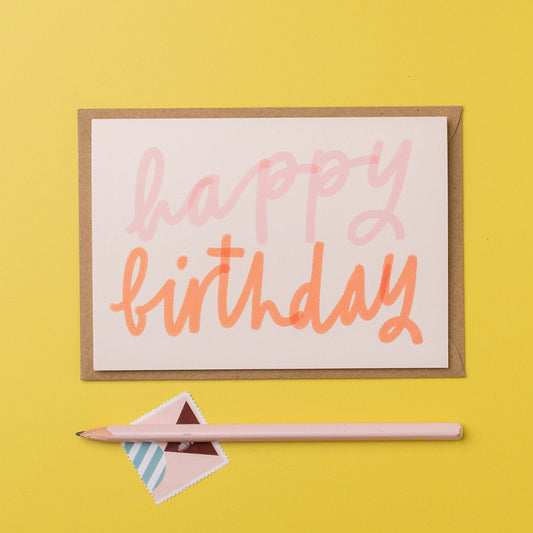 Happy Birthday pink and orange card