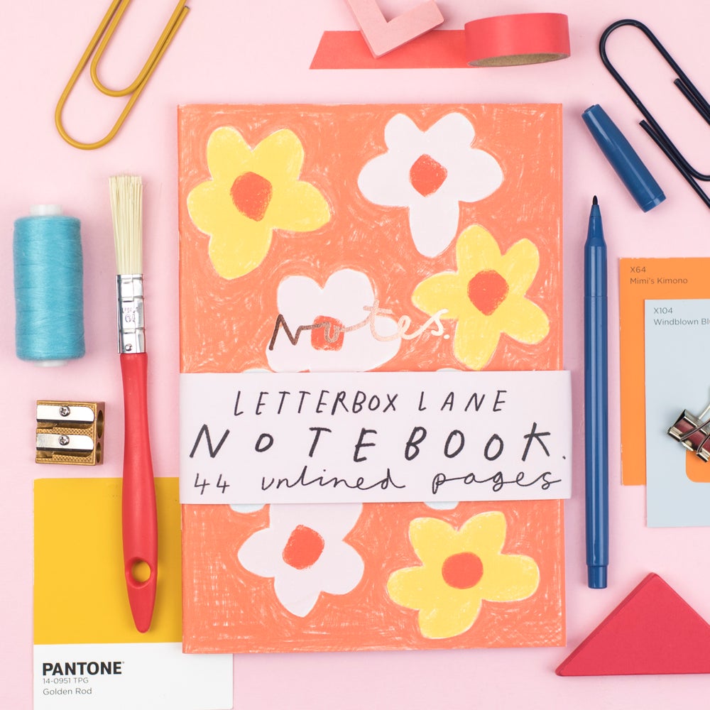 Floral A5 notebook with plain pages