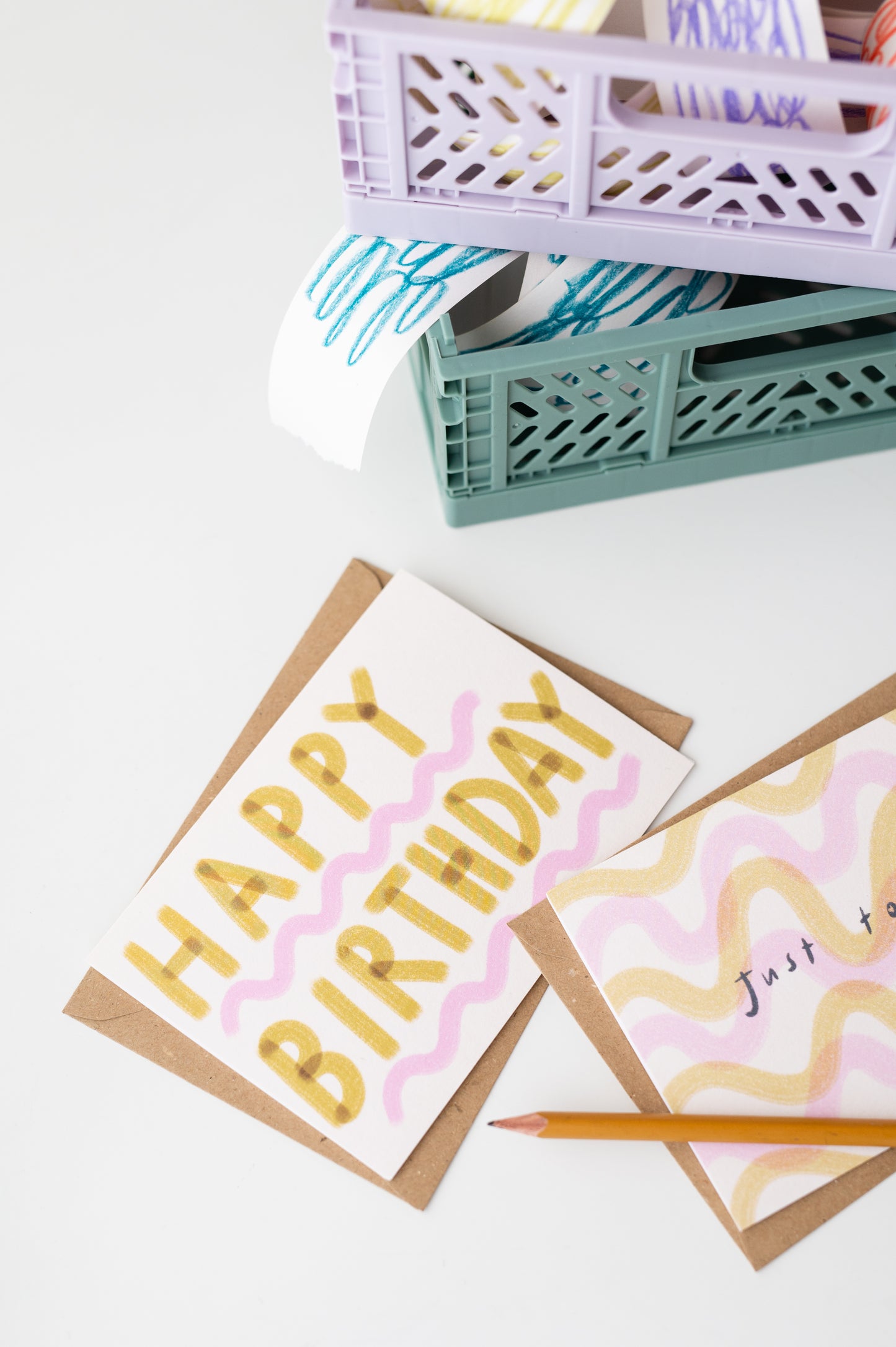 Happy birthday pink and green card