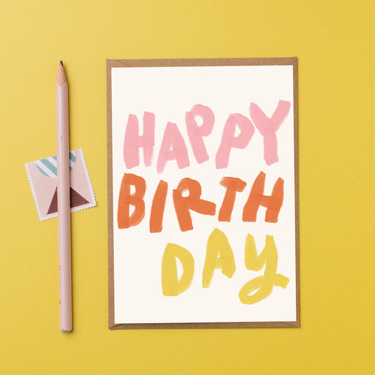 Bold pink and orange birthday card