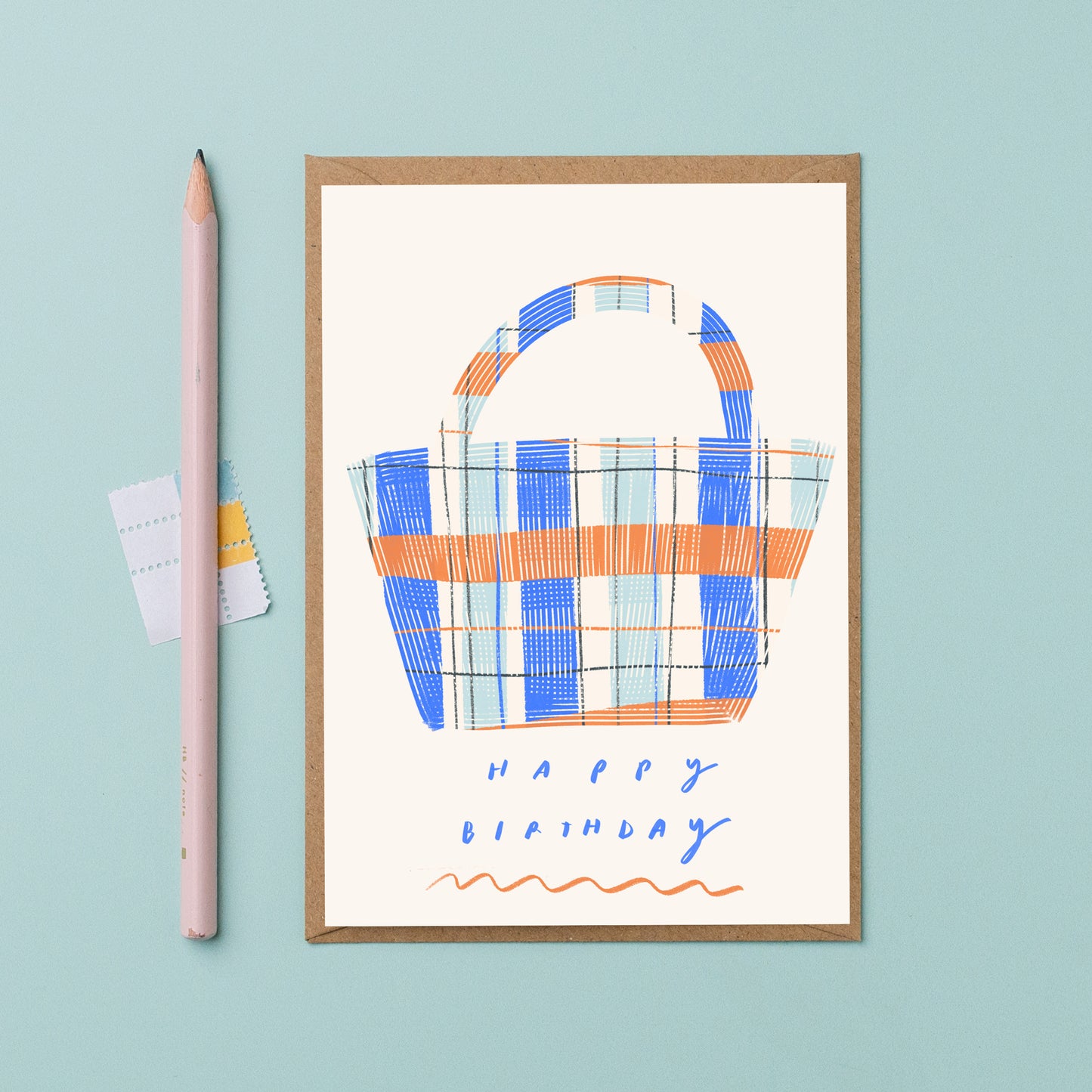 Happy birthday checked shopper birthday card