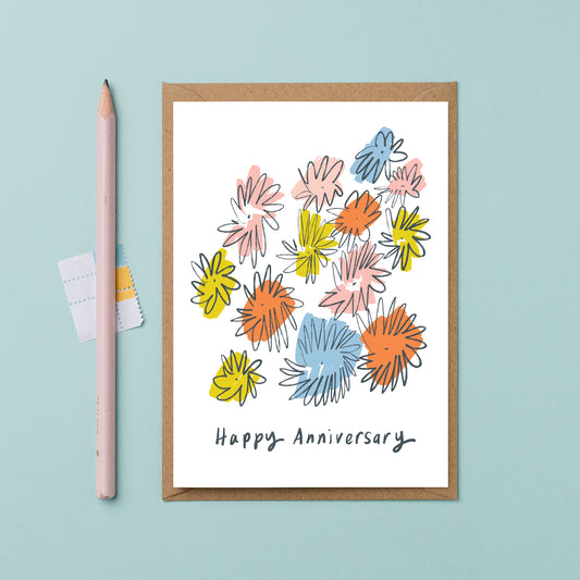 Bright floral anniversary card