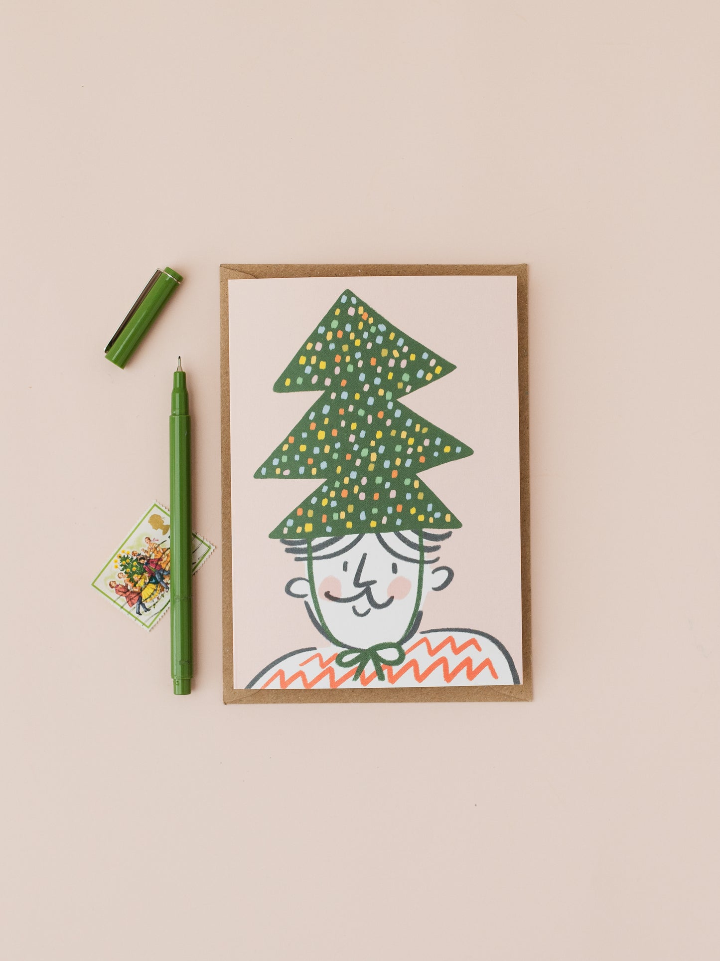 Christmas tree hat christmas card