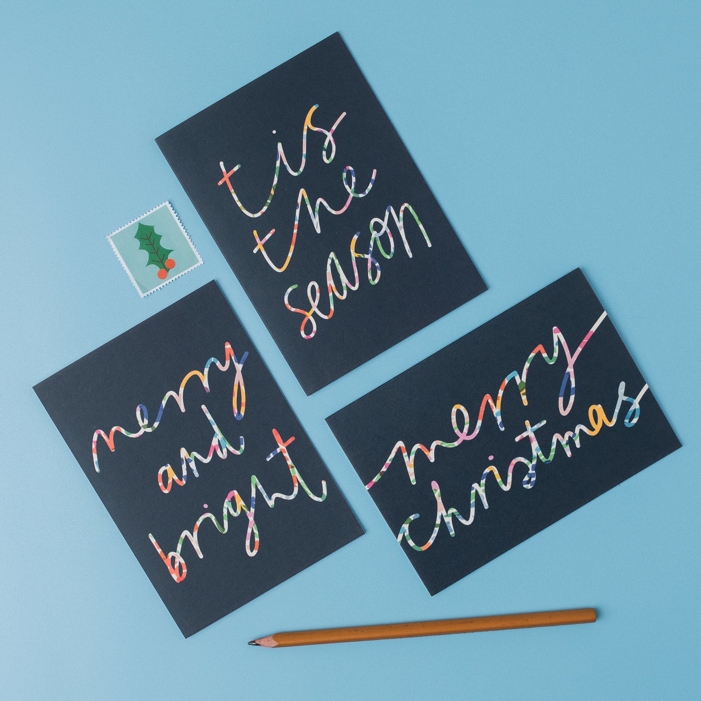 Merry and bright christmas card