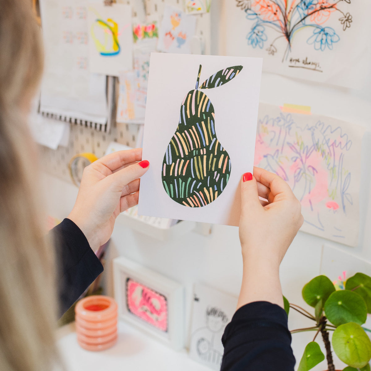 Colourful pear A5 print