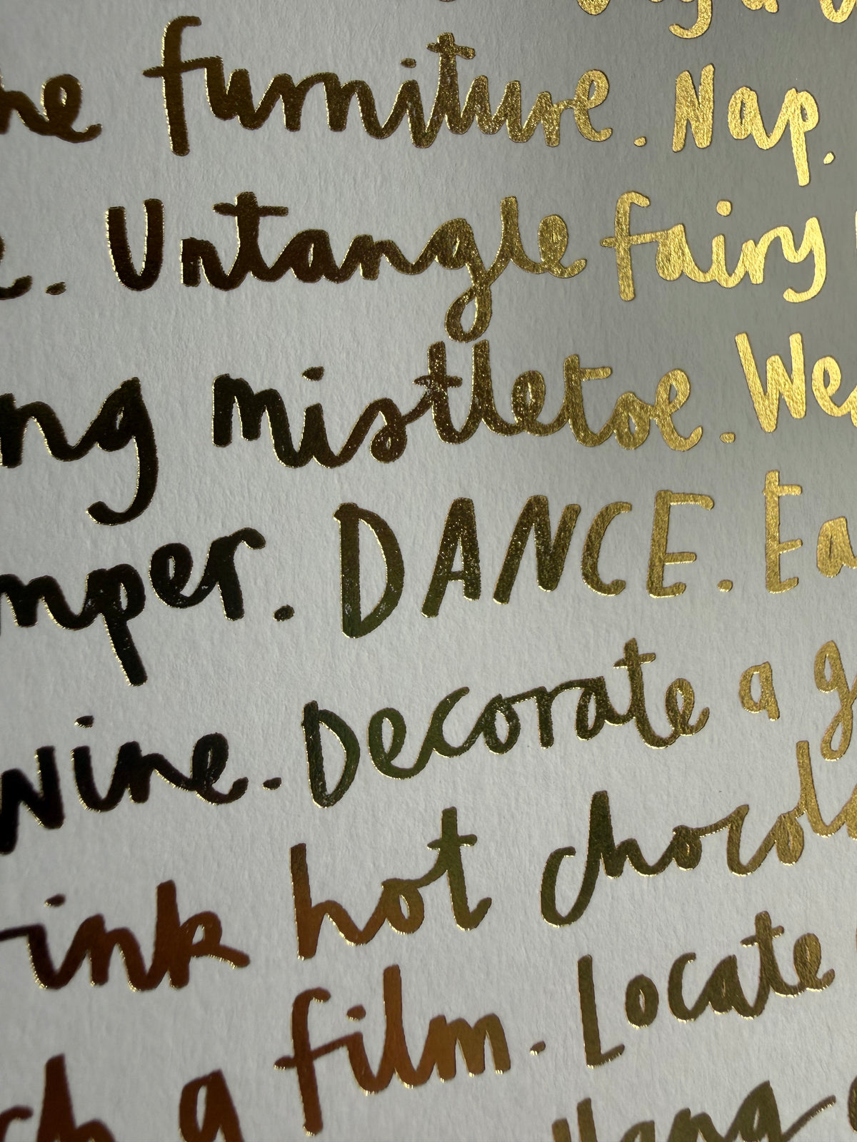 Gold Foiled Christmas To Do List - A4 Size *SLIGHT SECONDS *