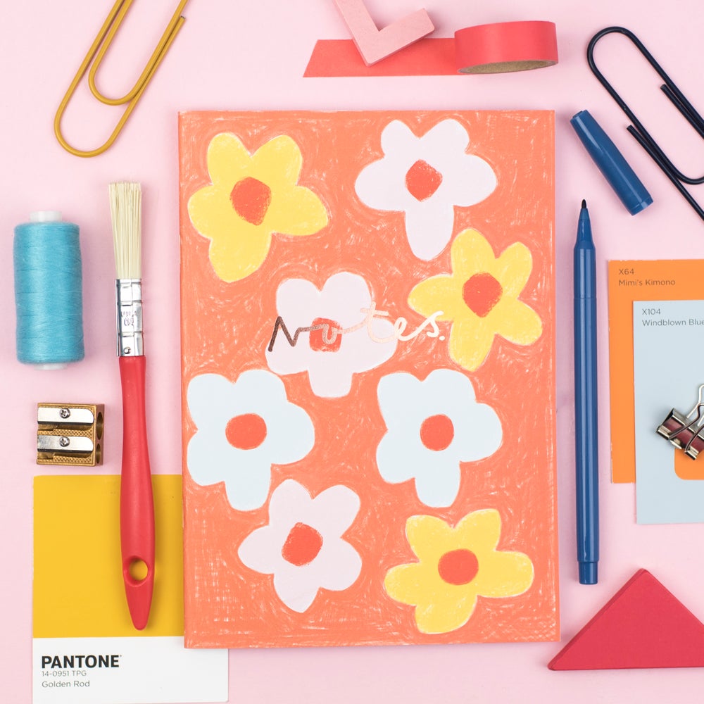 Floral A5 notebook with plain pages