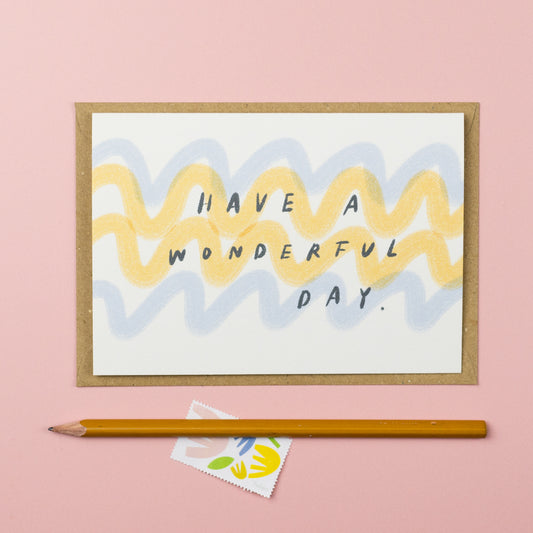 Have a wonderful day blue and yellow A6 card