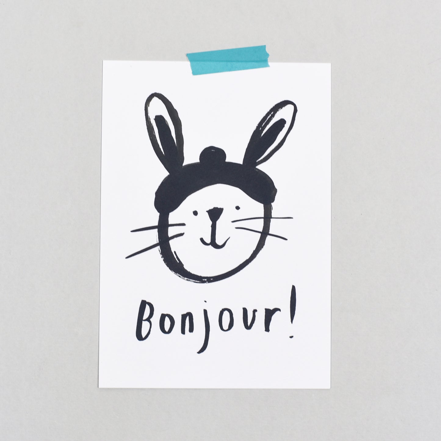 'Bonjour Rabbit' monochrome print