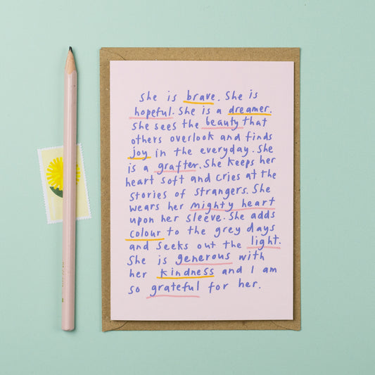 She is... inspirational female card